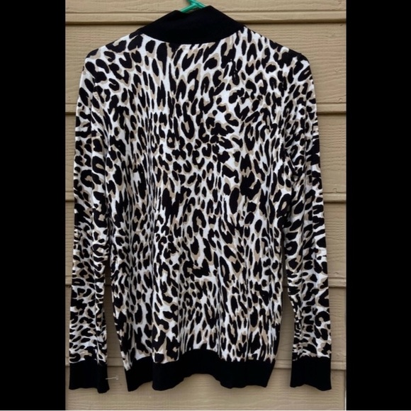 Calvin Klein Sweater Mock Neck Animal Print Button Neck Pullover - Picture 2 of 12